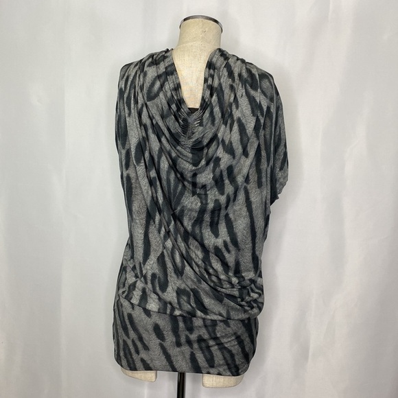 Yigal Azrouel Draped Asymmetric Animal Print Top Size 4 - Picture 3 of 6